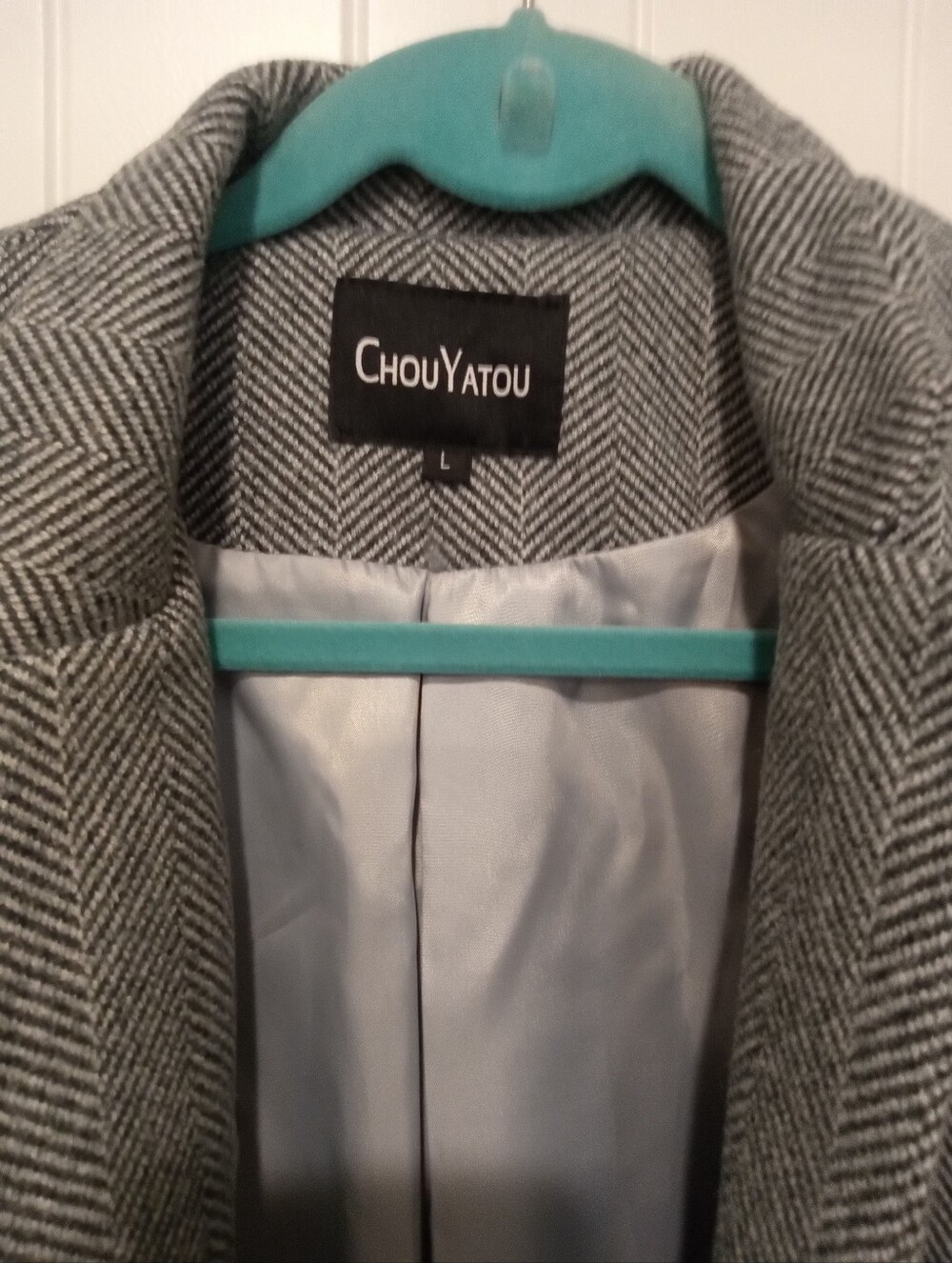 Sz L Chouyatou Women’s Gray Herringbone Blazer